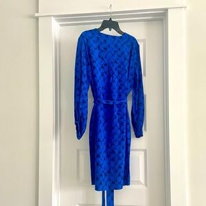 Diane Von Furstenberg Silk Tanyana Clean Dress Alligator Blue Diamond